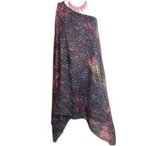 Cache Celestial Multi Color One Shoulder Dress EUC sz 12